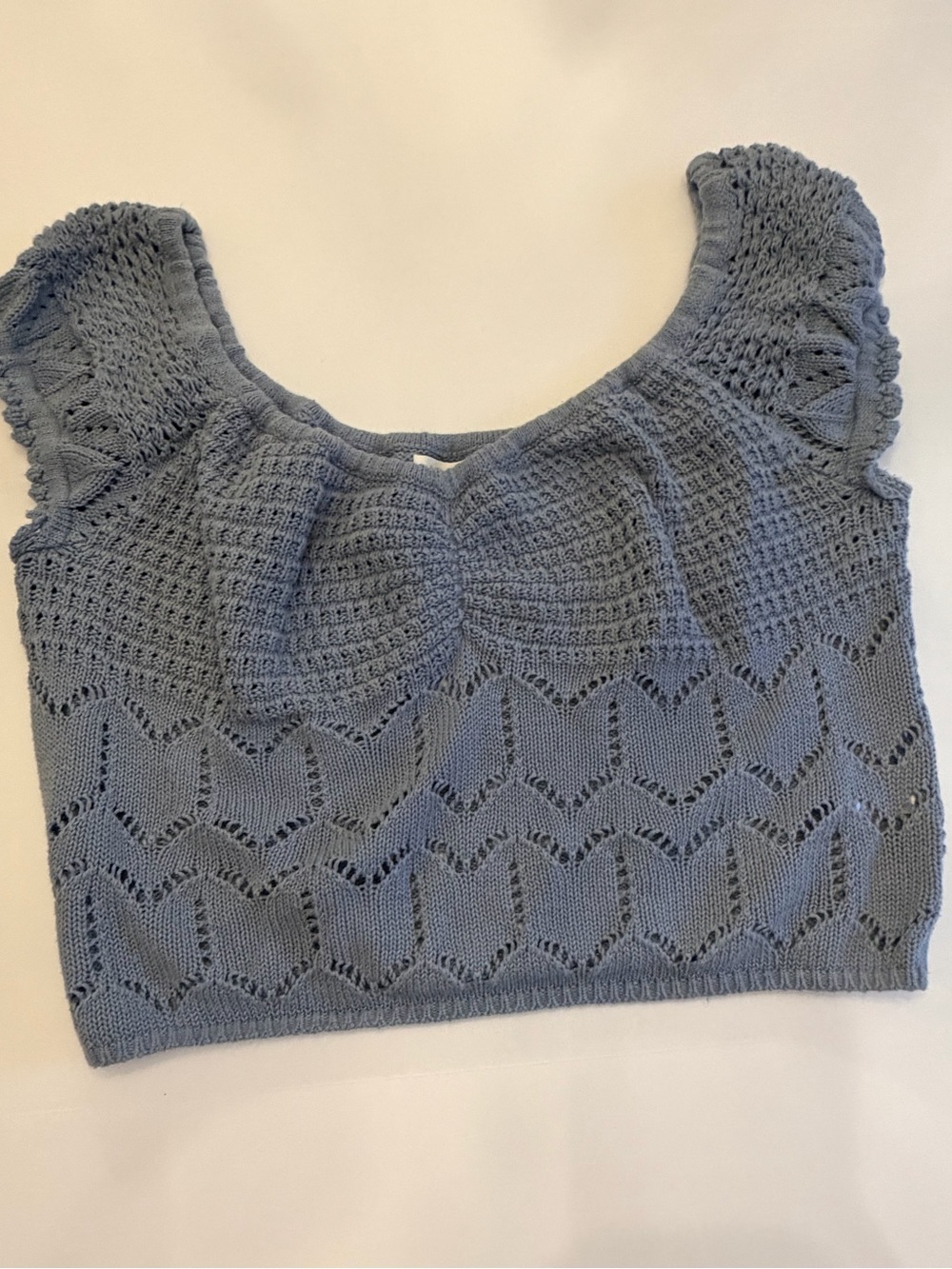 Aeropostale Blue Crochet Knit Crop Top Sleeveless XL